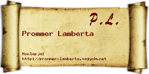 Prommer Lamberta névjegykártya